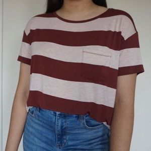 American Eagle Red Striped Tee